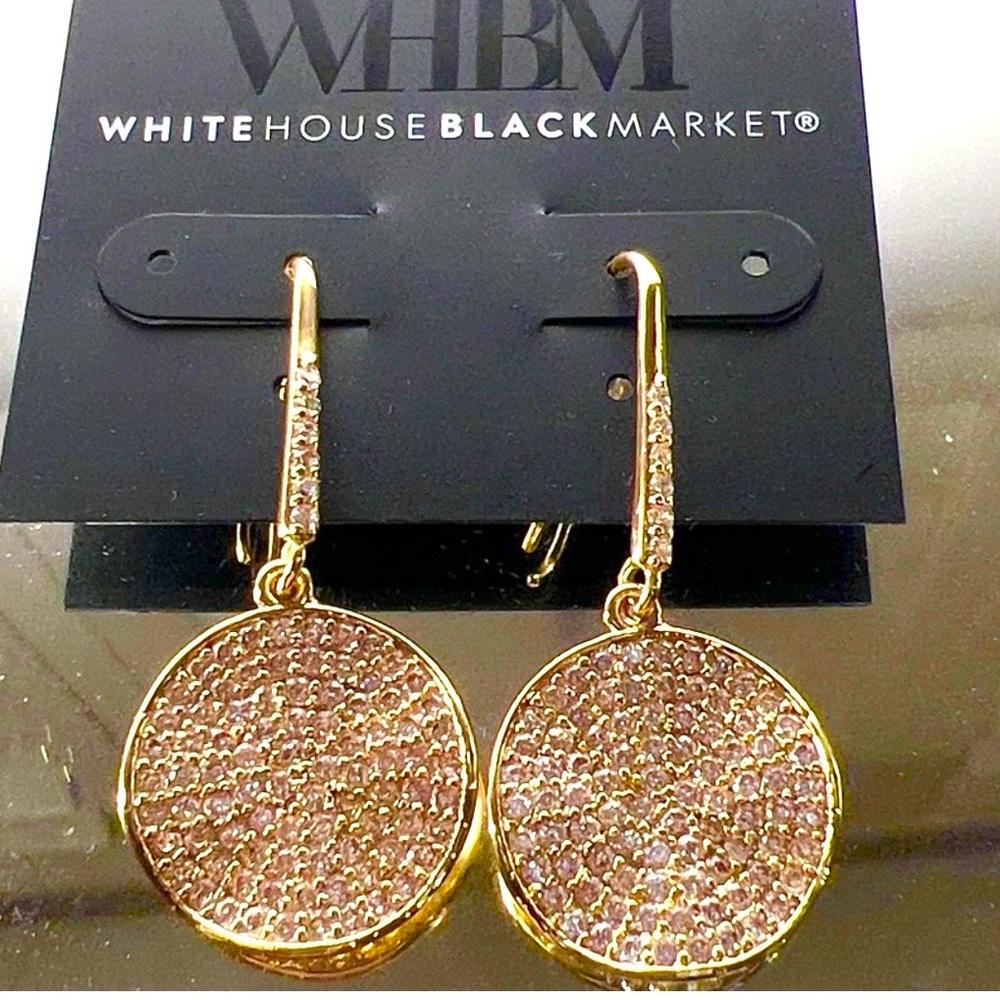 NWT WHBM Gold DISC DROP EARRINGS